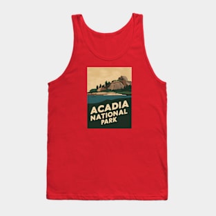 Acadia National Park Retro Vintage Postcard Illustration Tank Top